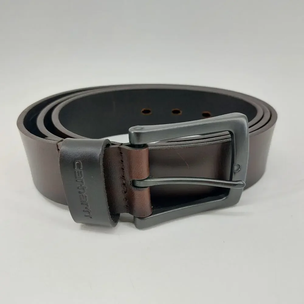Carhartt Men's Dark Brown Full Grain Leather Belt Size 42